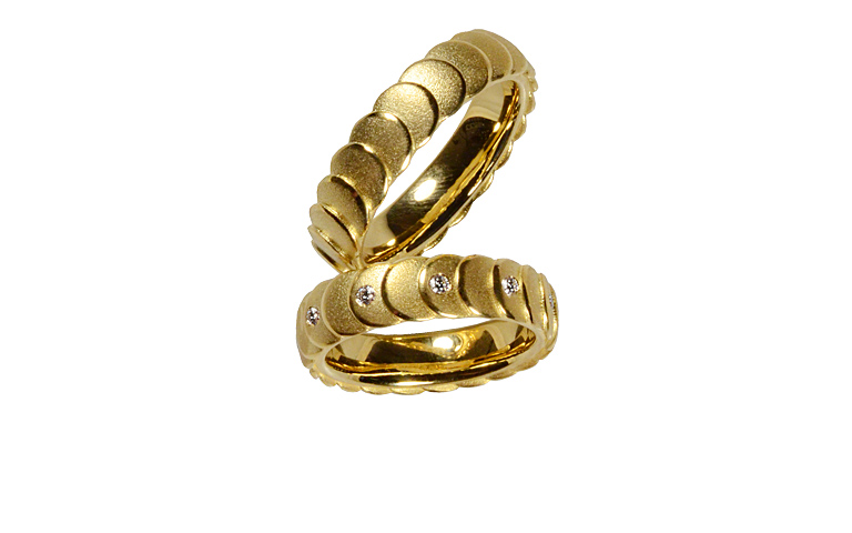 05215+05216-wedding rings, gold 750 with brillants